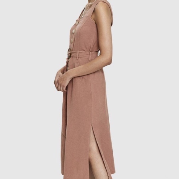 Farrow Daphne Linen Button Dress in Terracotta - Picture 3 of 4